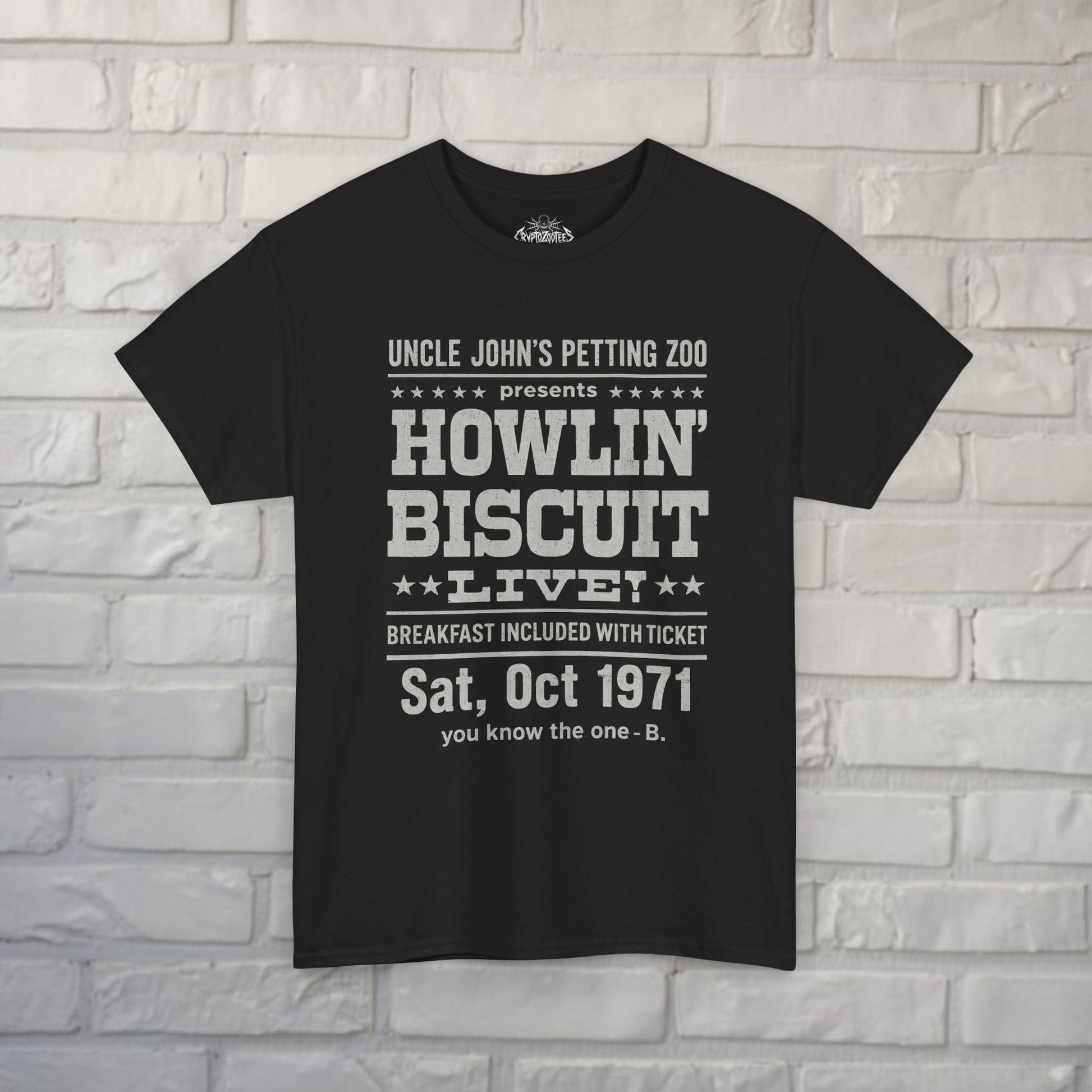 T-Shirt - Howlin Biscuit Shirt | Unisex Heavy Cotton - Gildan 5000 | Music, Funny, Retro & Vintage, Food & Drink from Crypto Zoo Tees
