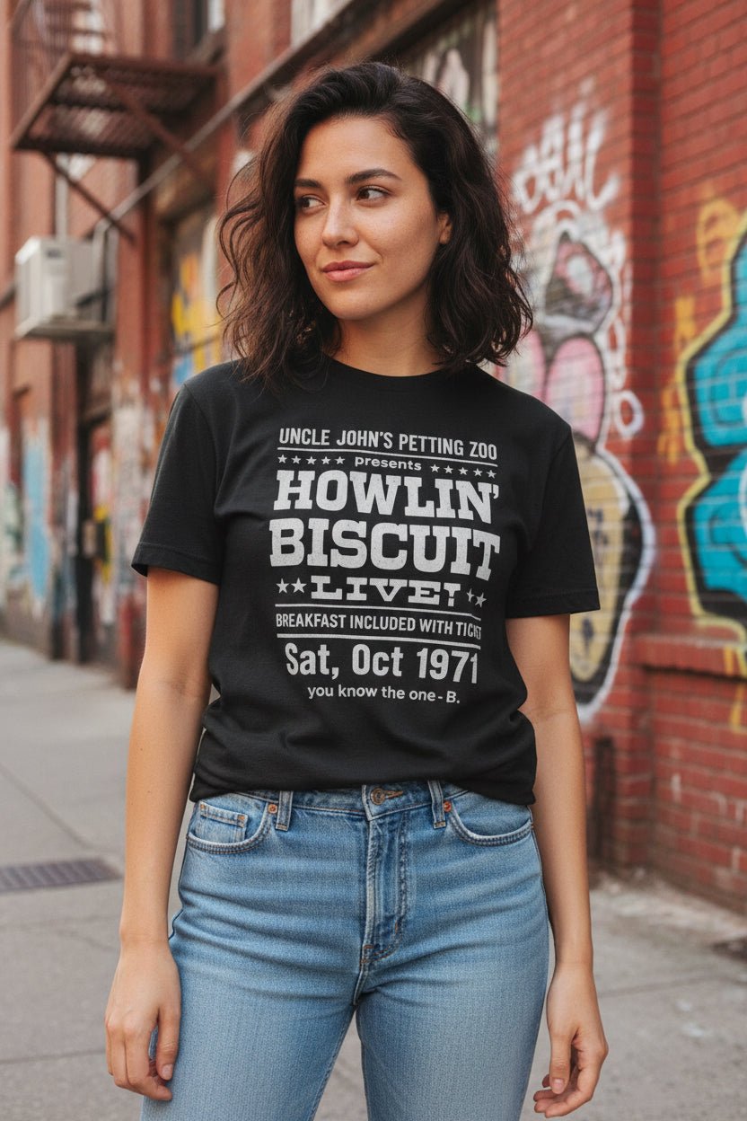 T-Shirt - Howlin Biscuit Shirt | Unisex Heavy Cotton - Gildan 5000 | Music, Funny, Retro & Vintage, Food & Drink from Crypto Zoo Tees
