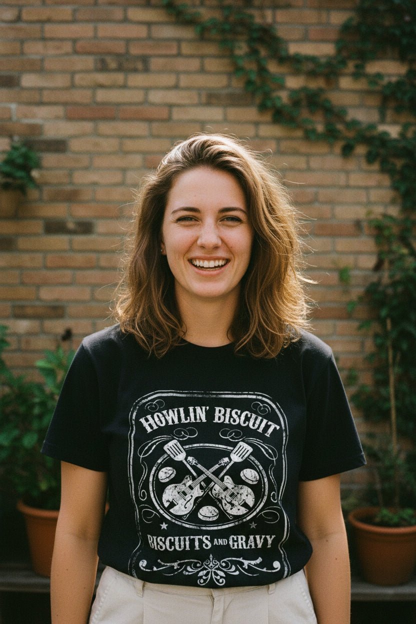T-Shirt - Howlin Biscuit Shirt | Unisex Heavy Cotton - Gildan 5000 | Music, Retro & Vintage, Food & Drink | Rockabilly from Crypto Zoo Tees