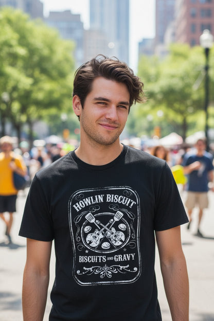 T-Shirt - Howlin Biscuit Shirt | Unisex Heavy Cotton - Gildan 5000 | Music, Retro & Vintage, Food & Drink | Rockabilly from Crypto Zoo Tees
