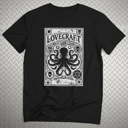 T-Shirt - HP Lovecraft Tarot Card Shirt | Unisex Heavy Cotton - Gildan 5000 | Books, Horror, Retro & Vintage | Goth/Gothic from SHIRT MONSTERS