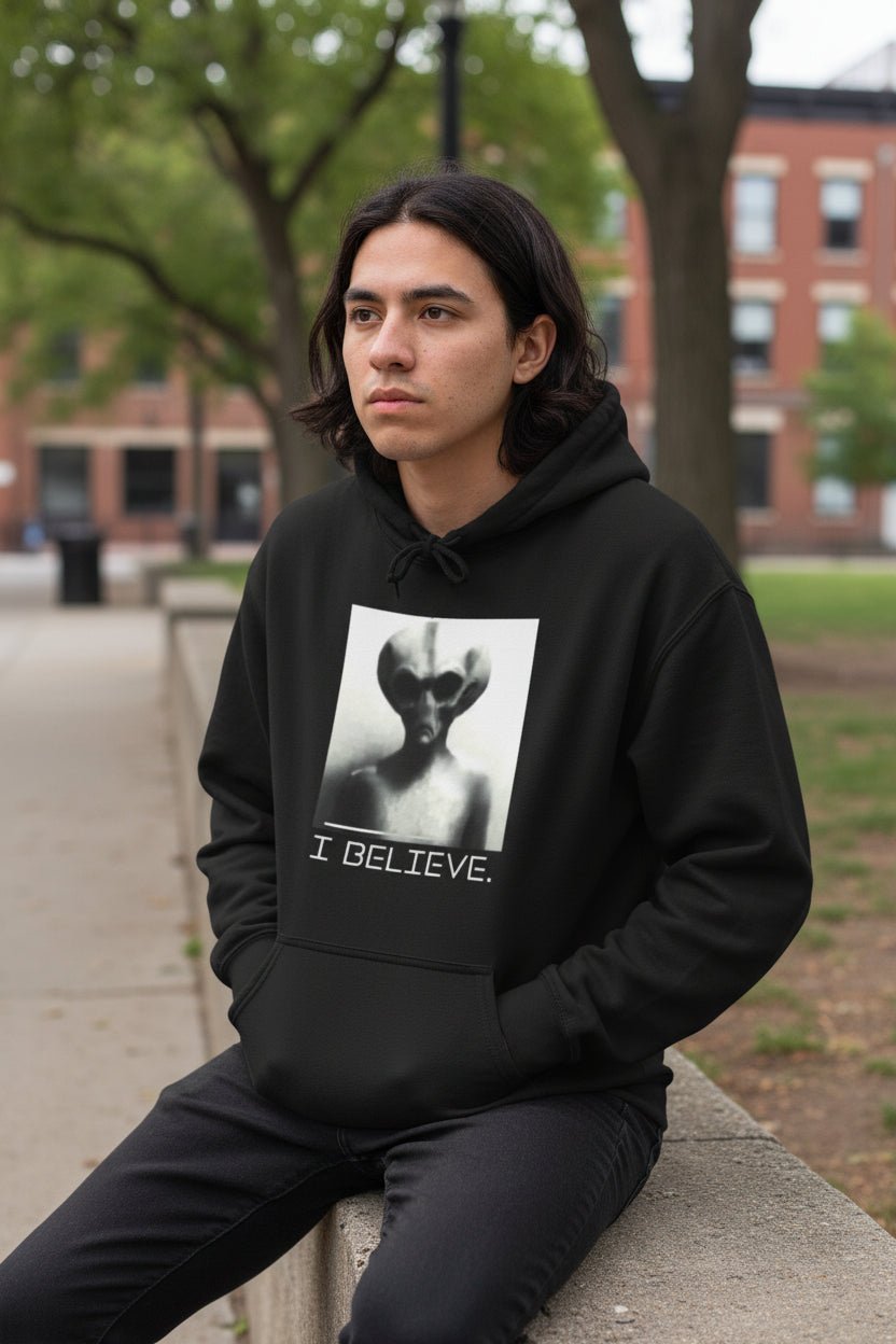 Hoodie - I Believe in Aliens Hoodie | Unisex Pullover Hoodie - Gildan | Alien & UFO, Funny, Retro & Vintage from SHIRT MONSTERS