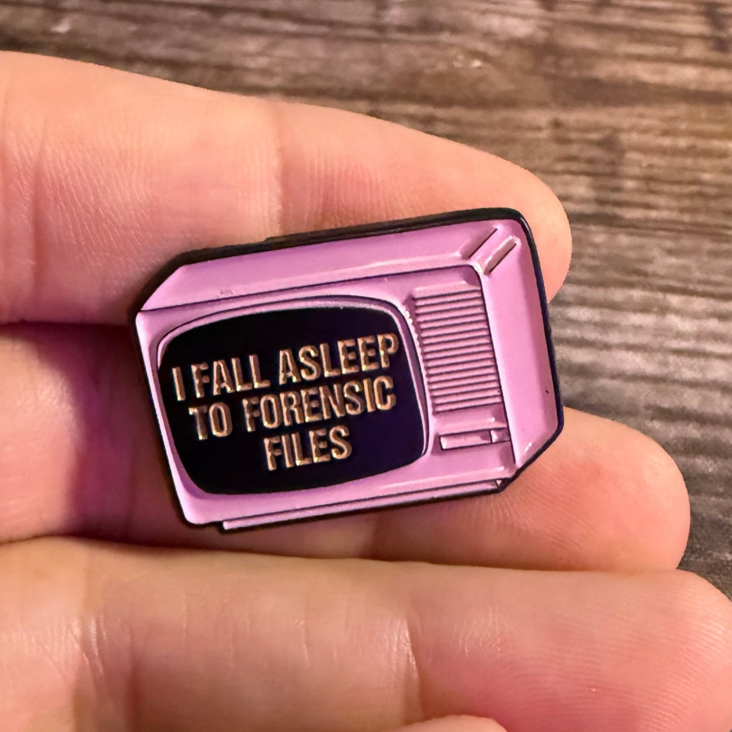  - I Fall Asleep to Forensic Files Pinback Button | Pinback Button | Funny | Horror from Crypto Zoo Tees
