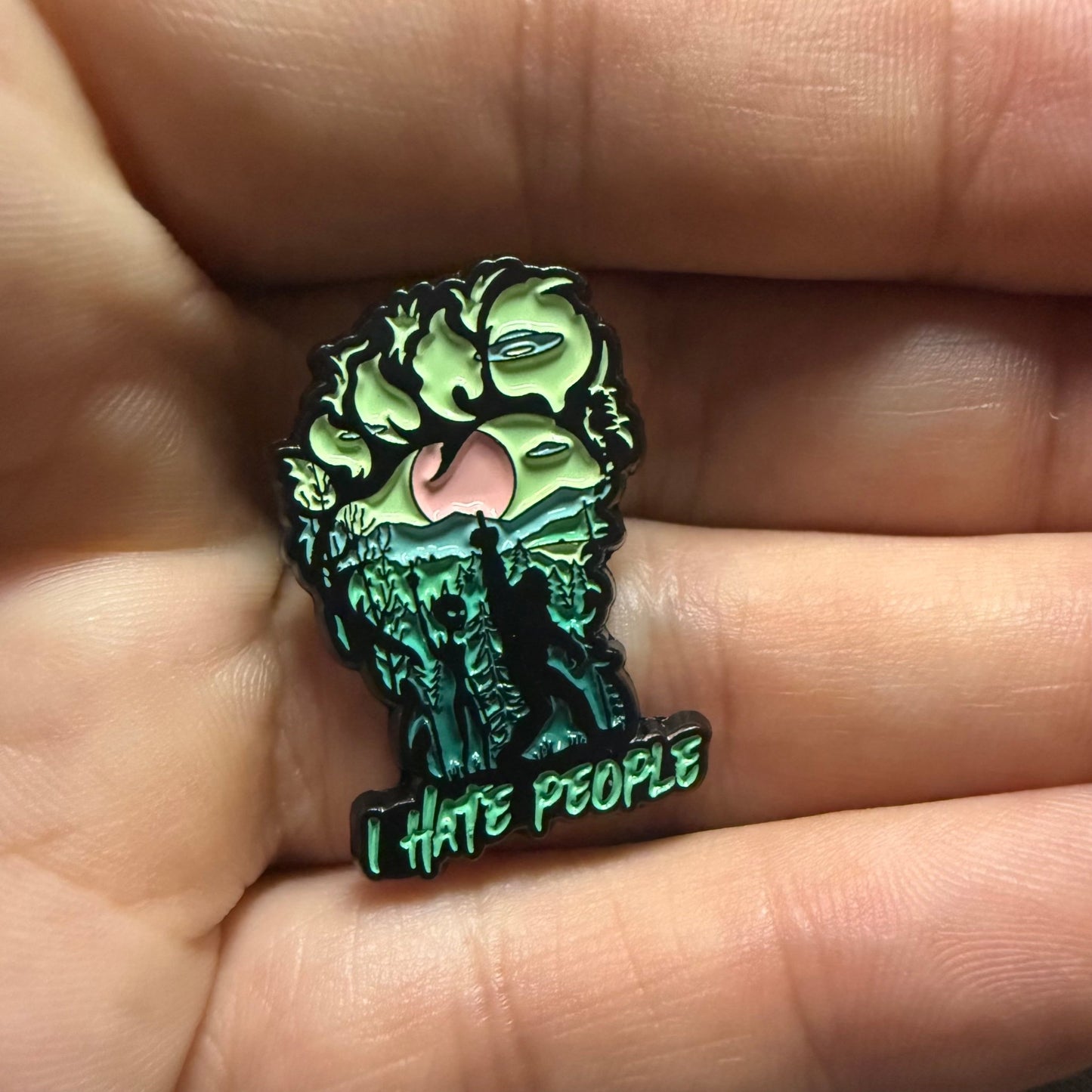  - I Hate People Bigfoot Pin | Sasquatch Enamel Pin | Cryptid Retro | Pinback from Crypto Zoo Tees
