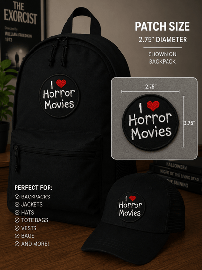 - I Love Horror Movies Patch | Iron On Patch | Horror, Halloween | Goth/Gothic from SHIRT MONSTERS