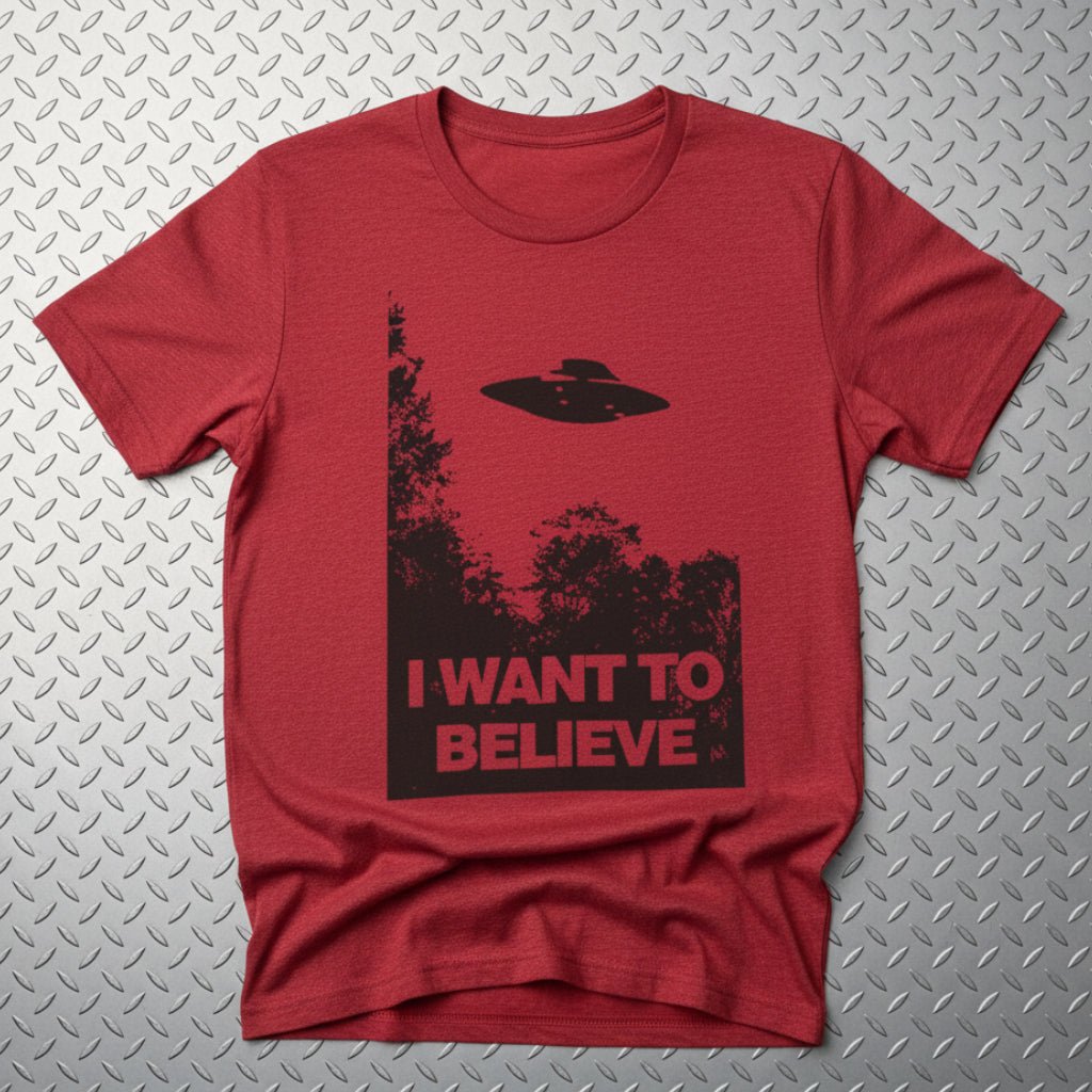 T-Shirt - I Want To Believe Shirt | Alien & UFO, Retro & Vintage | Light Fitted - Unisex Bella+Canvas 3001 from SHIRT MONSTERS