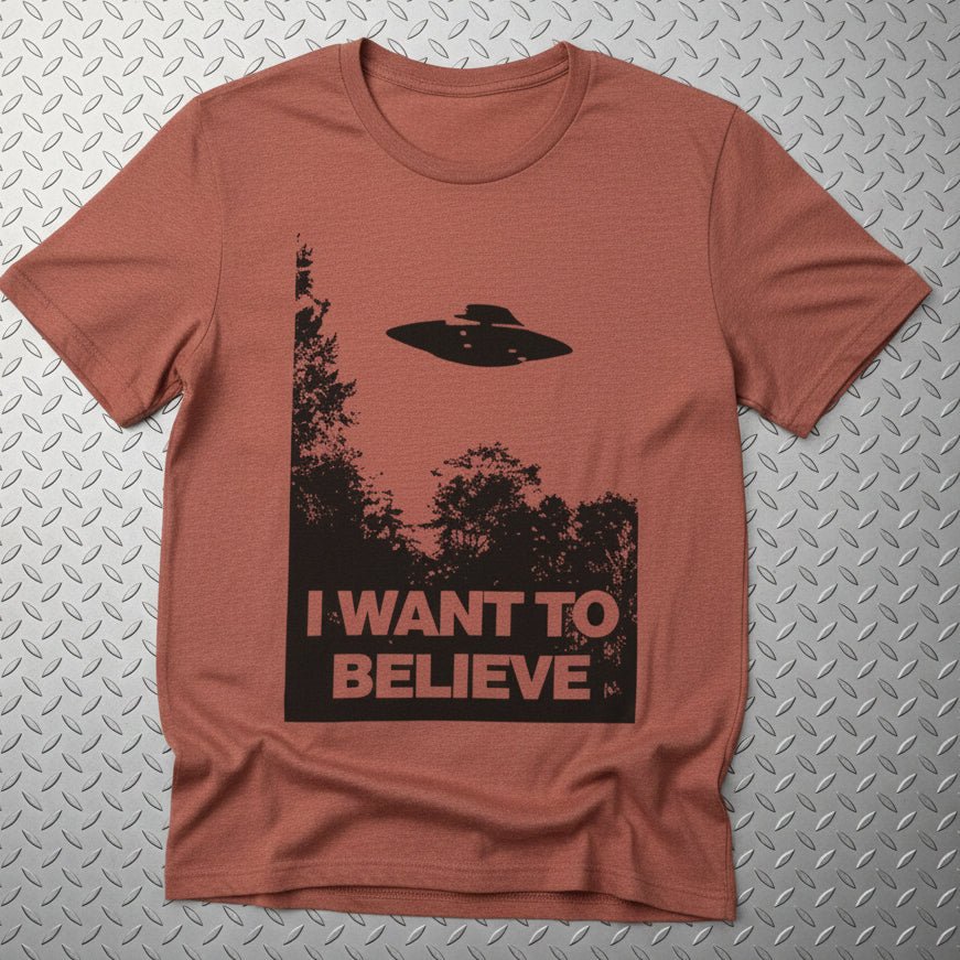 T-Shirt - I Want To Believe Shirt | Alien & UFO, Retro & Vintage | Light Fitted - Unisex Bella+Canvas 3001 from SHIRT MONSTERS