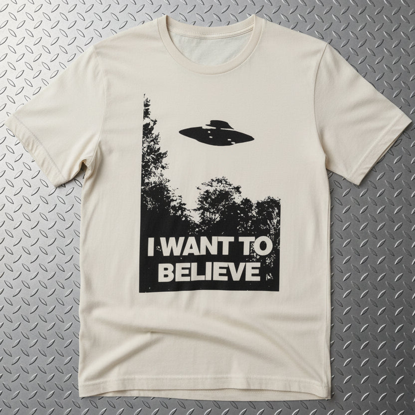 T-Shirt - I Want To Believe Shirt | Alien & UFO, Retro & Vintage | Light Fitted - Unisex Bella+Canvas 3001 from SHIRT MONSTERS