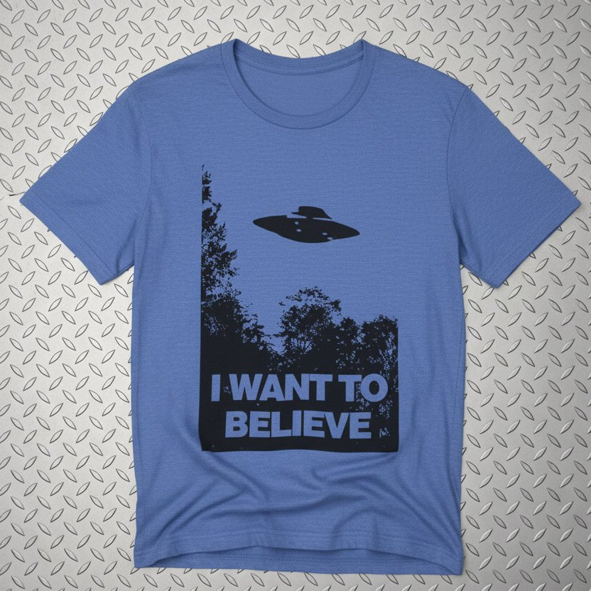 T-Shirt - I Want To Believe Shirt | Alien & UFO, Retro & Vintage | Light Fitted - Unisex Bella+Canvas 3001 from SHIRT MONSTERS