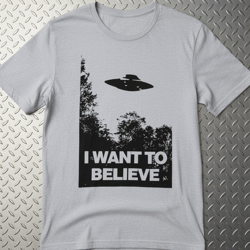 T-Shirt - I Want To Believe Shirt | Alien & UFO, Retro & Vintage | Light Fitted - Unisex Bella+Canvas 3001 from SHIRT MONSTERS