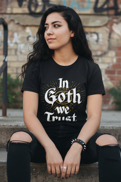 T-Shirt - In Goth We Trust Ladies Tee | Women's T-Shirt | Cotton Tee from Crypto Zoo Tees
