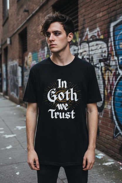 T-Shirt - In Goth We Trust Tee | Bella + Canvas Unisex T-shirt from Crypto Zoo Tees