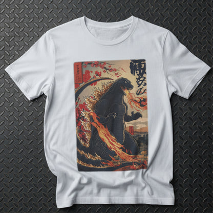 T-Shirt - Japanese Godzilla Woodblock Style Shirt | Bella + Canvas Shirt | Retro Horror from Crypto Zoo Tees