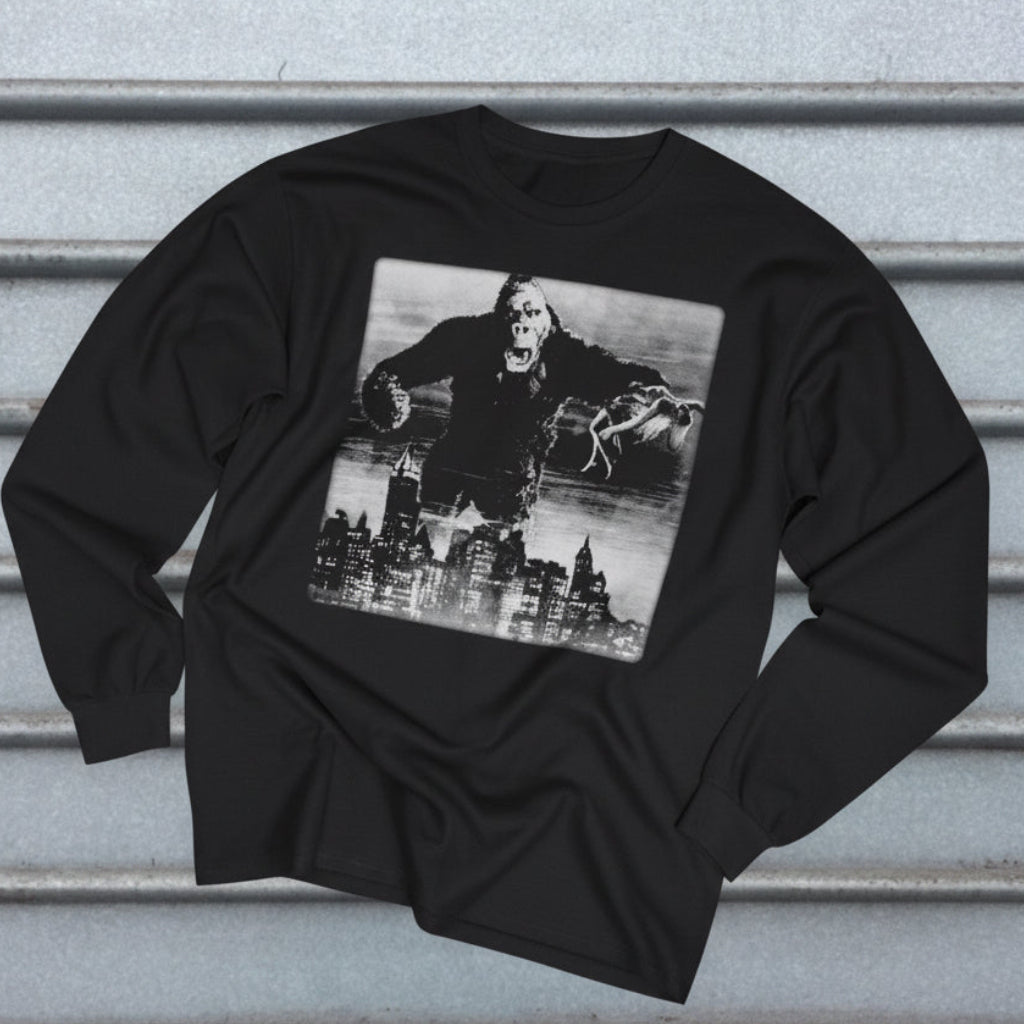 Long - sleeve - King Kong Long Sleeve | Unisex Long Sleeve Tee - Guldan 2400 | Horror, Retro & Vintage | Punk from Crypto Zoo Tees