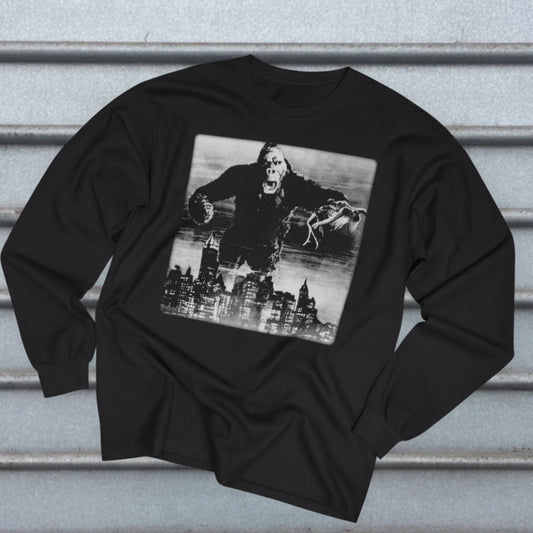 Long - sleeve - King Kong Long Sleeve | Unisex Long Sleeve Tee - Guldan 2400 | Horror, Retro & Vintage | Punk from Crypto Zoo Tees