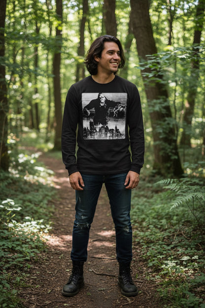 Long - sleeve - King Kong Long Sleeve | Unisex Long Sleeve Tee - Guldan 2400 | Horror, Retro & Vintage | Punk from Crypto Zoo Tees