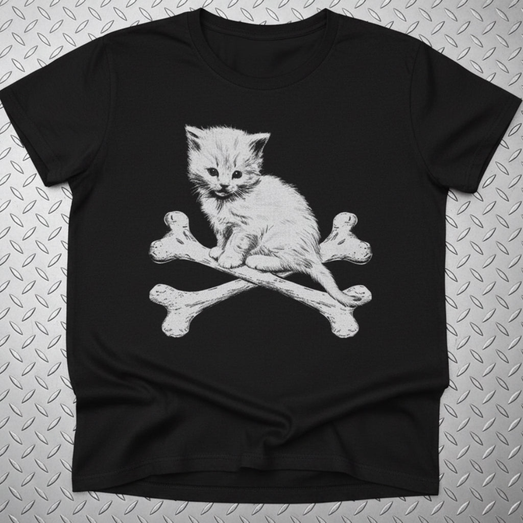 T-Shirt - Kitten & Crossbones Shirt | Animals Cats | Goth/Gothic | Pullover Hoodie from SHIRT MONSTERS
