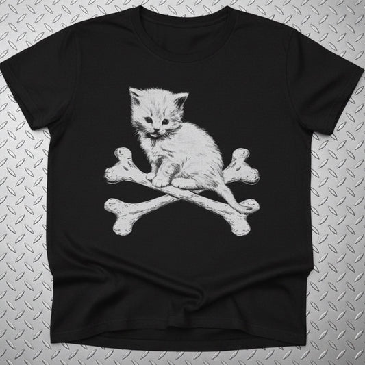 T-Shirt - Kitten & Crossbones Shirt | Animals Cats | Goth/Gothic | Pullover Hoodie from SHIRT MONSTERS