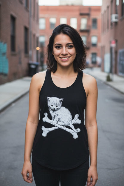 T-Shirt - Kitten & Crossbones Shirt | Animals Cats | Goth/Gothic | Pullover Hoodie from SHIRT MONSTERS