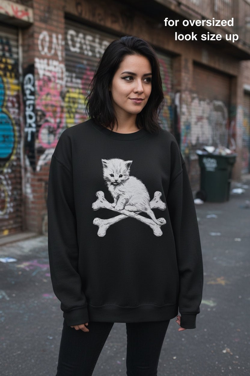T-Shirt - Kitten & Crossbones Shirt | Animals Cats | Goth/Gothic | Pullover Hoodie from SHIRT MONSTERS
