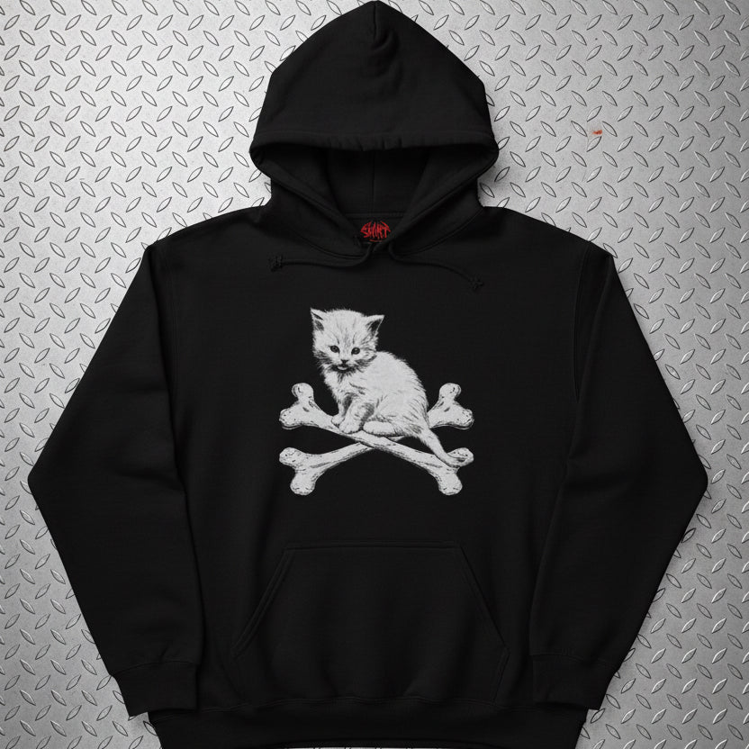 T-Shirt - Kitten & Crossbones Shirt | Animals Cats | Goth/Gothic | Pullover Hoodie from SHIRT MONSTERS