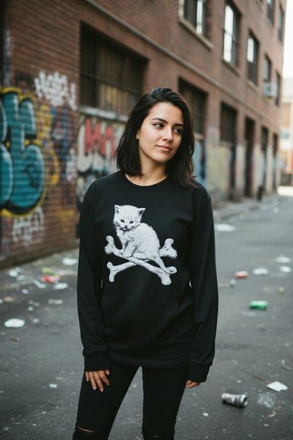 T-Shirt - Kitten & Crossbones Shirt | Animals Cats | Goth/Gothic | Pullover Hoodie from SHIRT MONSTERS