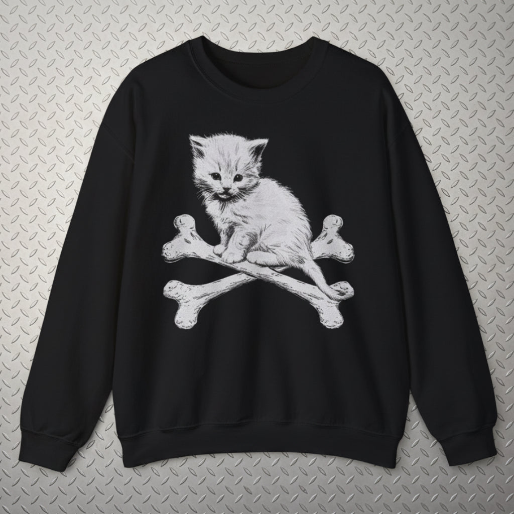 T-Shirt - Kitten & Crossbones Shirt | Animals Cats | Goth/Gothic | Pullover Hoodie from SHIRT MONSTERS
