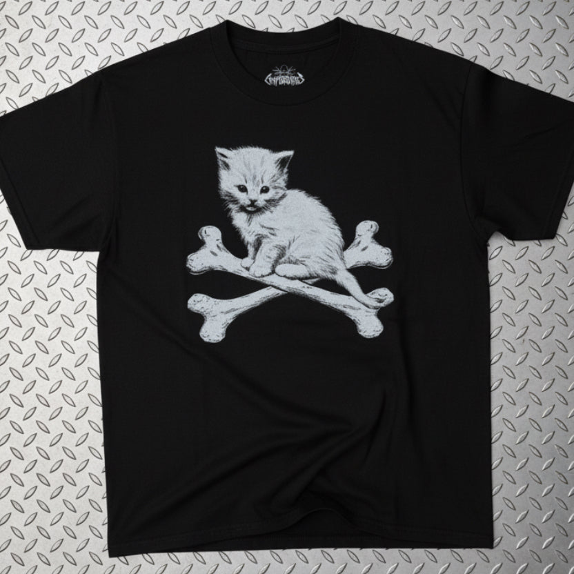 T-Shirt - Kitten & Crossbones Shirt | Animals Cats | Goth/Gothic | Pullover Hoodie from SHIRT MONSTERS