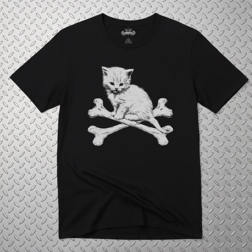 T-Shirt - Kitten & Crossbones Shirt | Animals Cats | Goth/Gothic | Pullover Hoodie from SHIRT MONSTERS