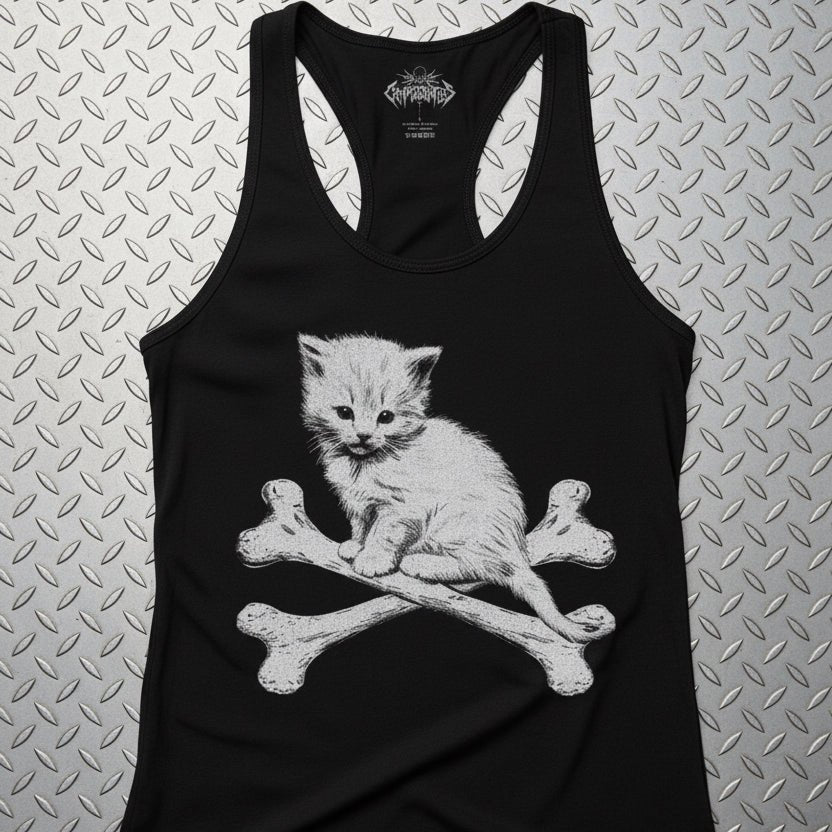 T-Shirt - Kitten & Crossbones Shirt | Animals Cats | Goth/Gothic | Pullover Hoodie from SHIRT MONSTERS