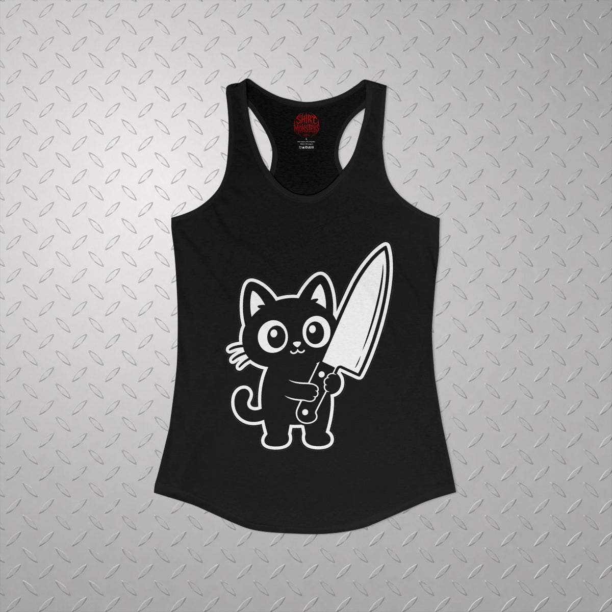 Tank Top - Knife Cat - Ladies Racerback Tank from SHIRT MONSTERS