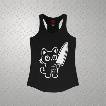 Tank Top - Knife Cat - Ladies Racerback Tank from SHIRT MONSTERS
