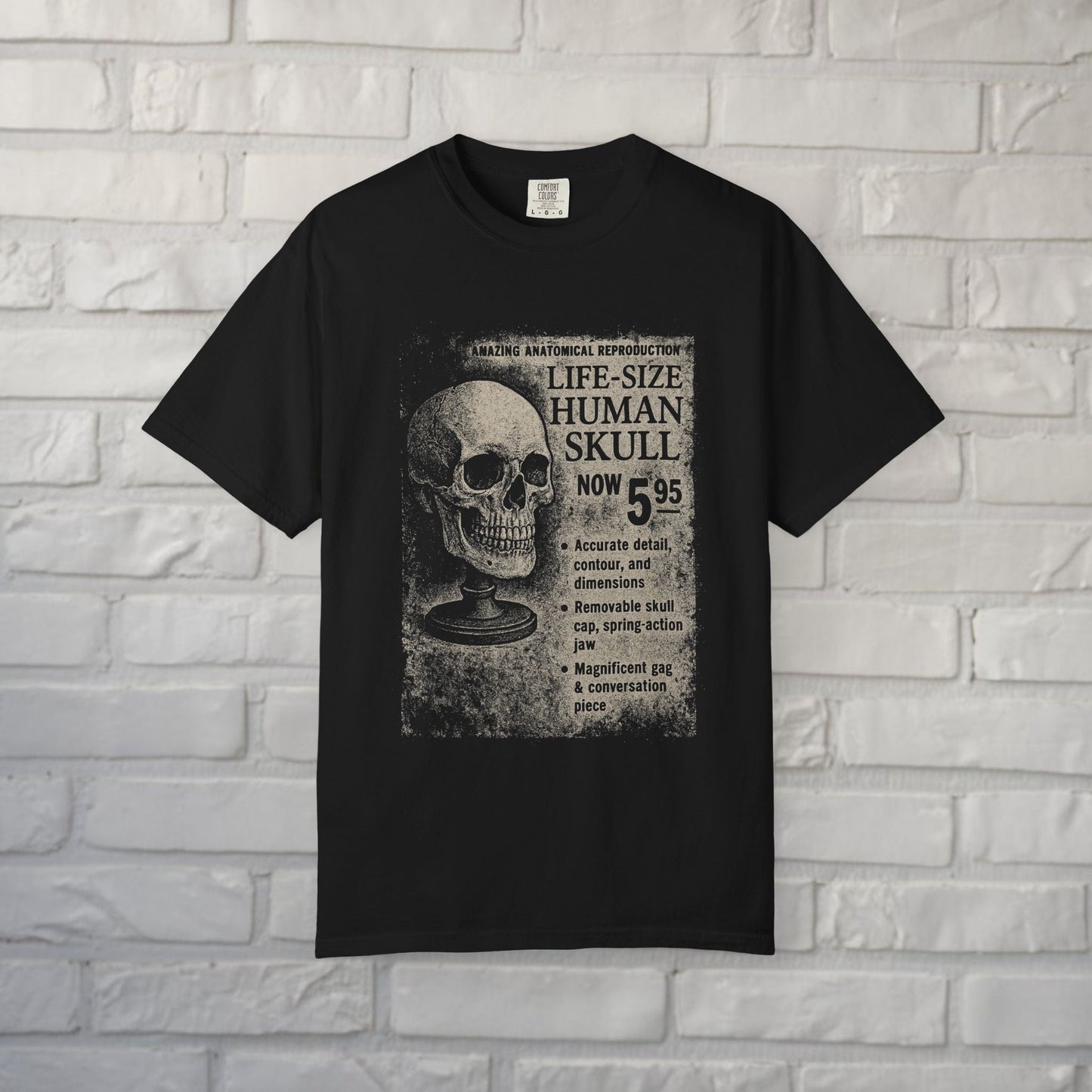 T-Shirt - Life - Sized Skull Ad Apparel | T-shirt, Sweatshirt, Hoodie, Tank | Horror, Skulls & Skeletons | Retro & Vintage from Crypto Zoo Tees