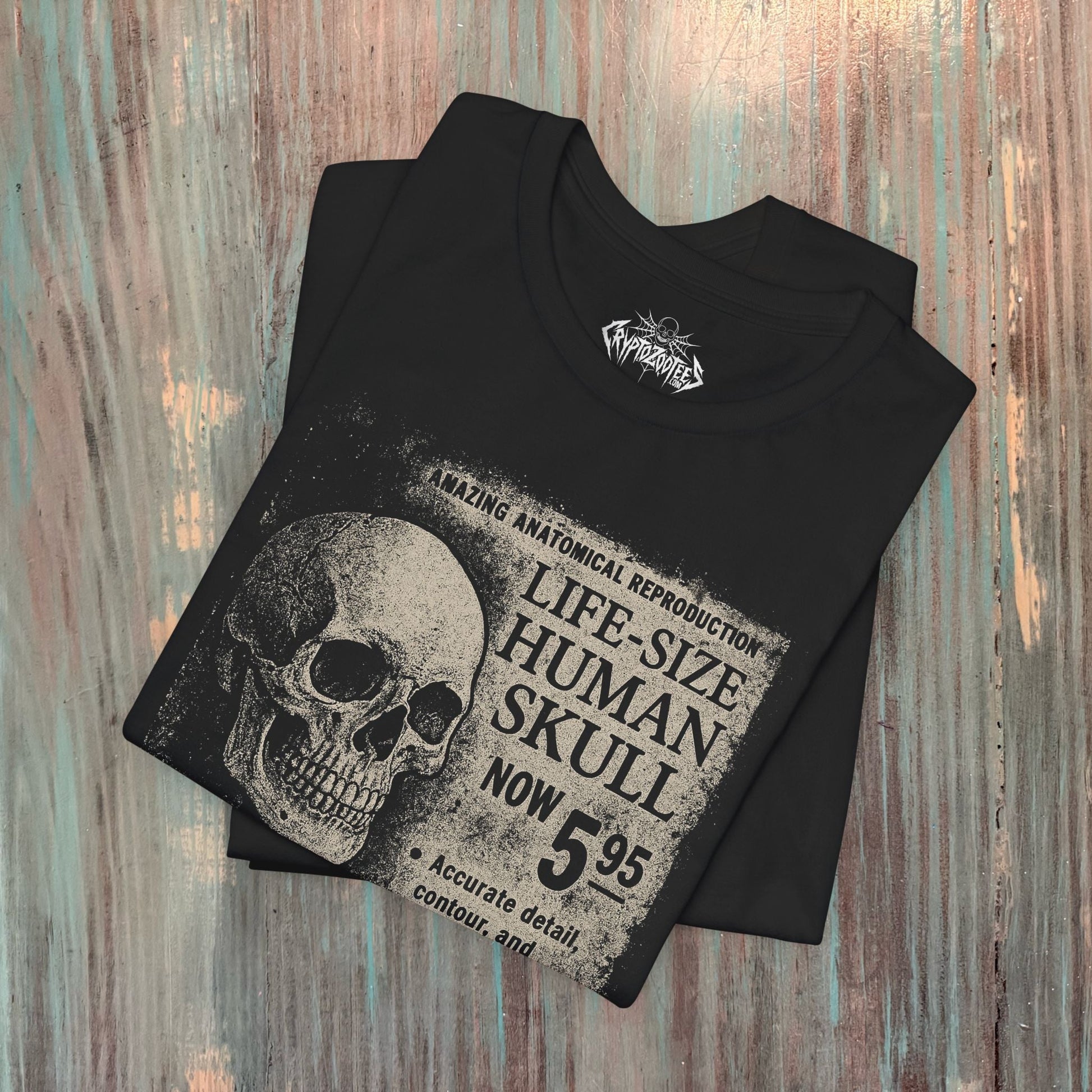 T-Shirt - Life - Sized Skull Ad Apparel | T-shirt, Sweatshirt, Hoodie, Tank | Horror, Skulls & Skeletons | Retro & Vintage from Crypto Zoo Tees