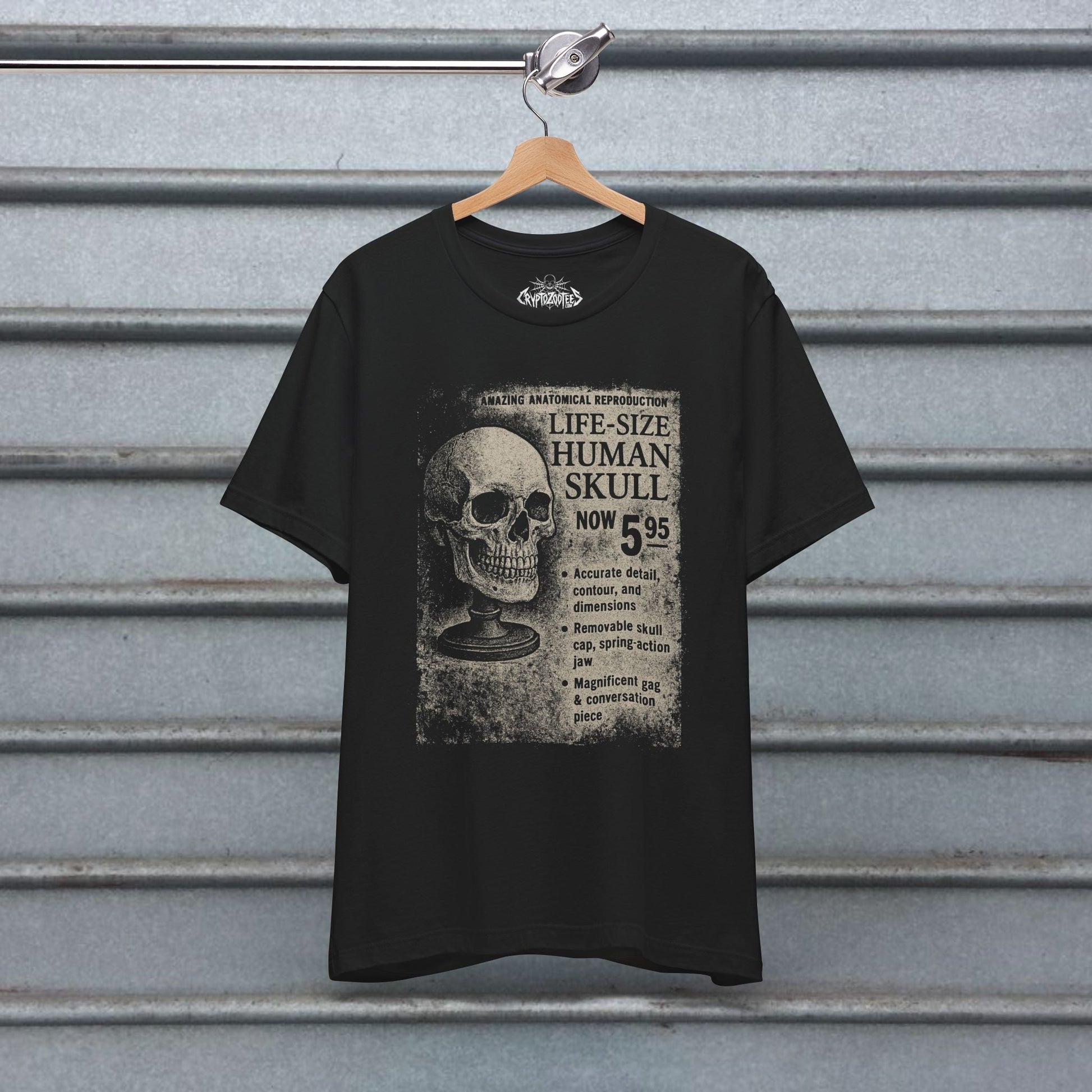 T-Shirt - Life - Sized Skull Ad Apparel | T-shirt, Sweatshirt, Hoodie, Tank | Horror, Skulls & Skeletons | Retro & Vintage from Crypto Zoo Tees