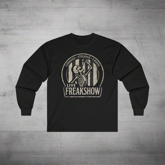 T-Shirt - Live Freakshow | Skulls & Skeletons, Horror | Unisex Shirt, Ladies Tee, Tank Top, Long Sleeve, Sweatshirt, Hoodie from Crypto Zoo Tees