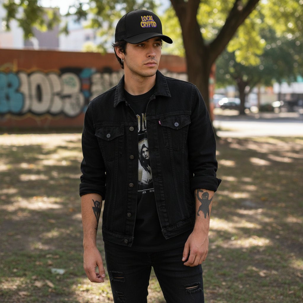 - Local Cryptid Trucker Cap | Horror Hat | Cryptids, Mothman | Retro & Vintage from SHIRT MONSTERS