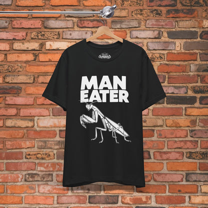 T-Shirt - MAN EATER Praying Mantis Tee | Unisex T-shirt | Funny, Punk, Grrrl Power | Goth/Gothic from Crypto Zoo Tees