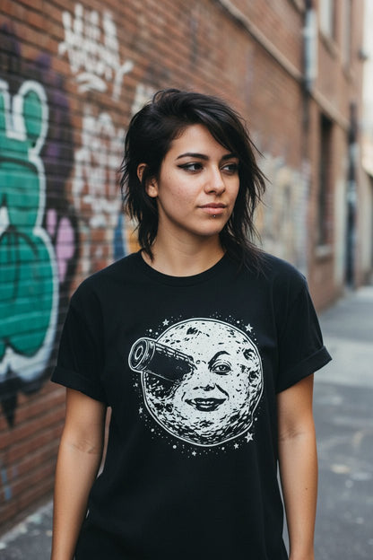 T-Shirt - Man in the Moon Tee | Gildan 5000 | Retro & Vintage, Art from SHIRT MONSTERS (Formally Crypto Zoo Tees)