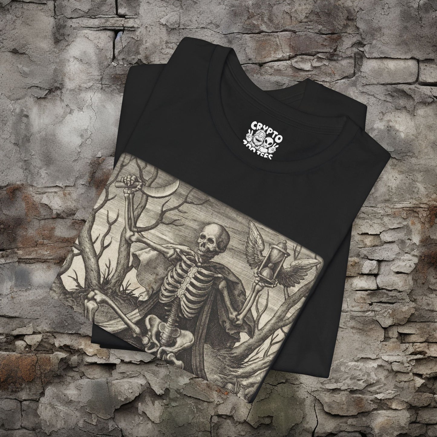 T-Shirt - Memento Mori T-Shirt | Unisex T-shirt, Long Sleeve T-shirt | Skulls & Skeletons, Art & Artists | Gothic, Retro & Vintage from Crypto Zoo Tees
