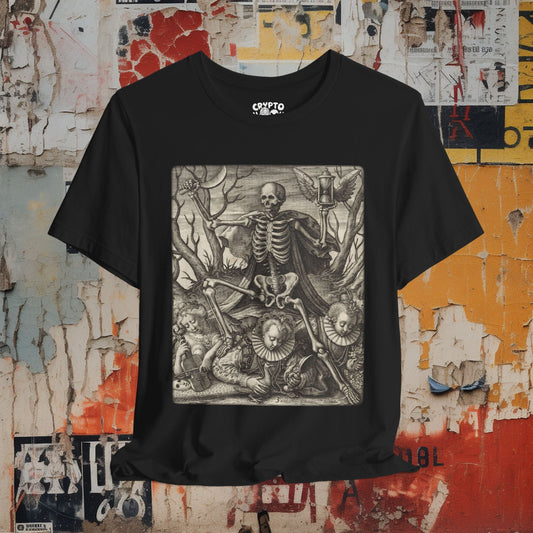 T-Shirt - Memento Mori T-Shirt | Unisex T-shirt, Long Sleeve T-shirt | Skulls & Skeletons, Art & Artists | Gothic, Retro & Vintage from Crypto Zoo Tees