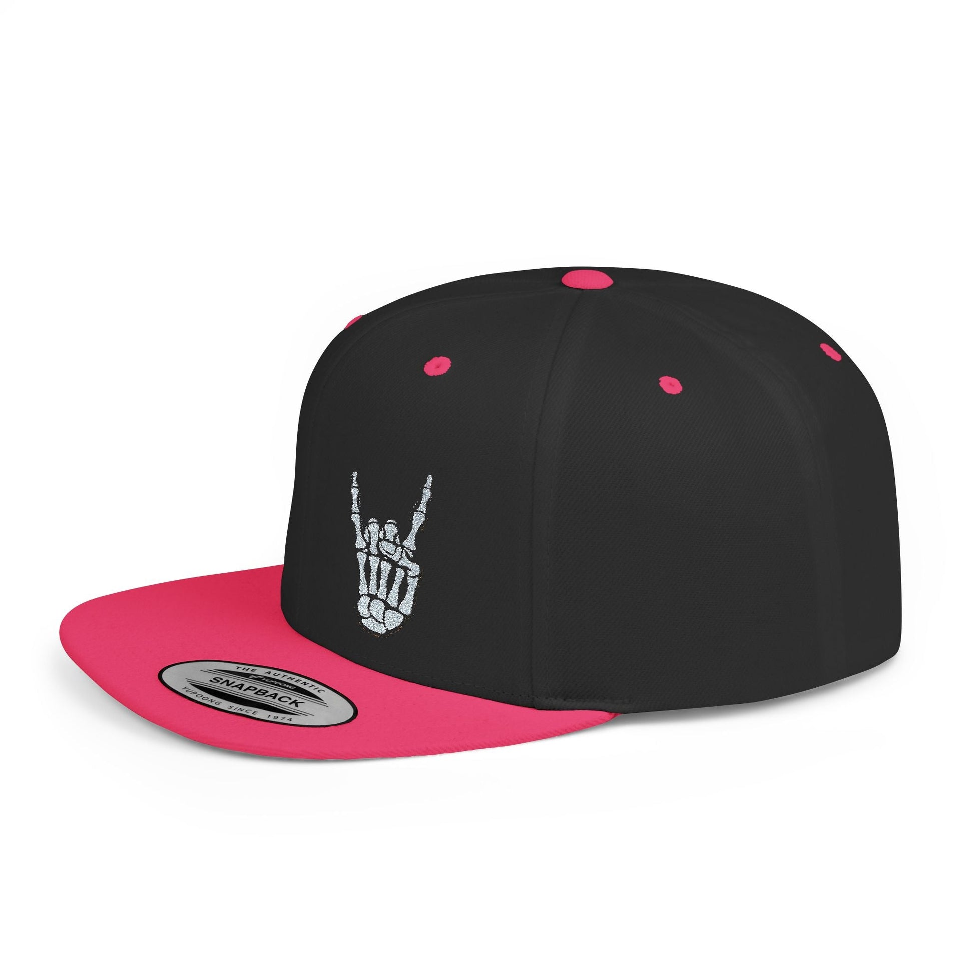 Hats - Metal Snapback Hat Skeleton Devil Horn Fingers Flat Bill Cap Black Street Style Hat Goth Adjustable Cap Gift For Rock FansSkeleton Metal Devil Horn Fingers | Hats & Beanies | Skulls & Skeletons, Metal | Metal from Crypto Zoo Tees