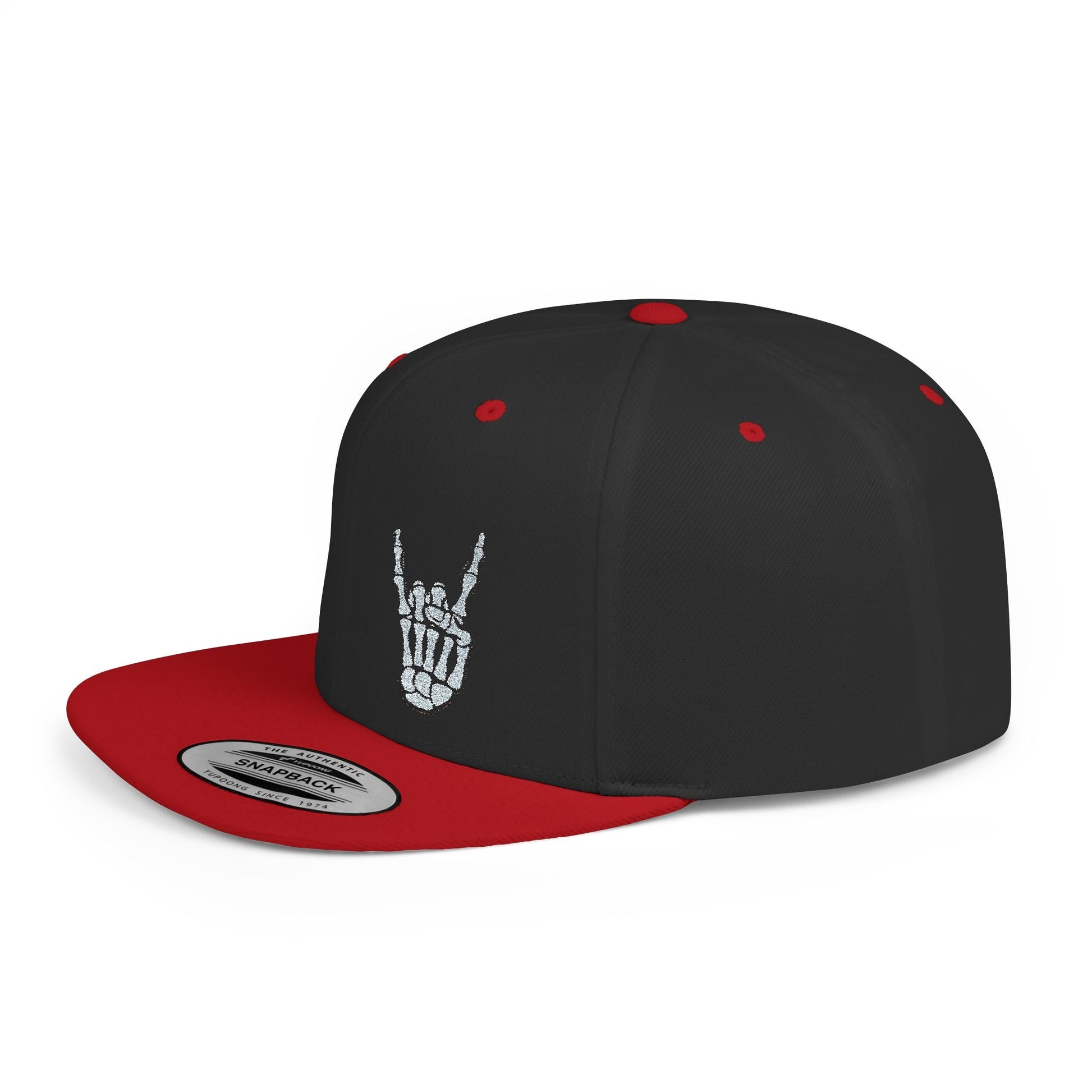 Hats - Metal Snapback Hat Skeleton Devil Horn Fingers Flat Bill Cap Black Street Style Hat Goth Adjustable Cap Gift For Rock FansSkeleton Metal Devil Horn Fingers | Hats & Beanies | Skulls & Skeletons, Metal | Metal from Crypto Zoo Tees