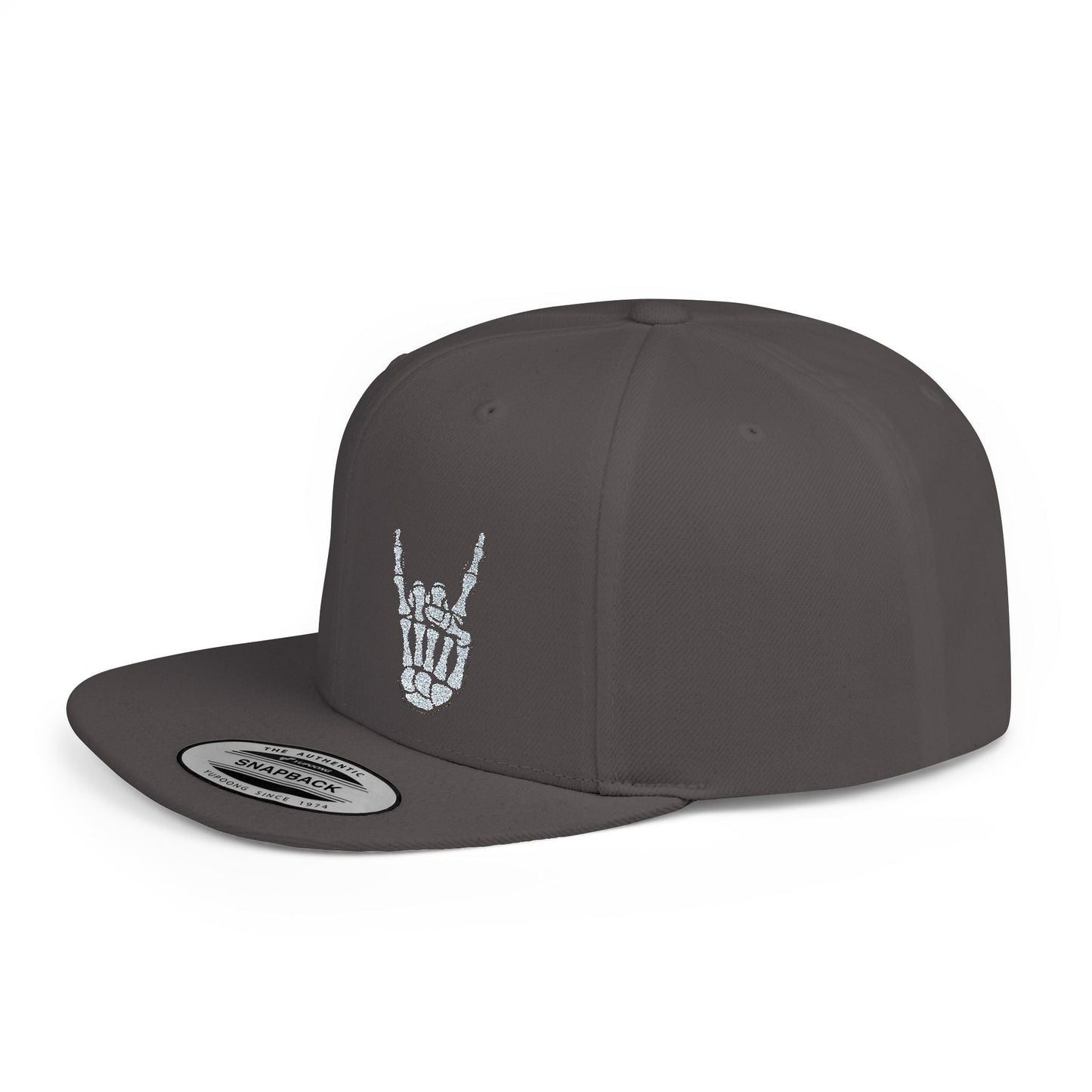 Hats - Metal Snapback Hat Skeleton Devil Horn Fingers Flat Bill Cap Black Street Style Hat Goth Adjustable Cap Gift For Rock FansSkeleton Metal Devil Horn Fingers | Hats & Beanies | Skulls & Skeletons, Metal | Metal from Crypto Zoo Tees