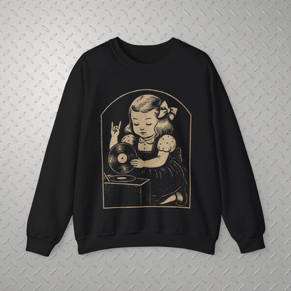 T-Shirt - Metal Vinyl Girl Record Player | Graphic Apparel | Music | Metal | ❄️ Pullover Hoodie from SHIRT MONSTERS