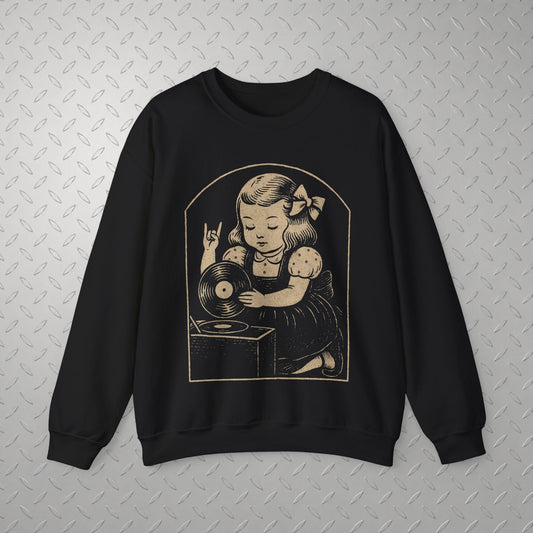 T-Shirt - Metal Vinyl Girl Record Player | Graphic Apparel | Music | Metal | ❄️ Pullover Hoodie from SHIRT MONSTERS