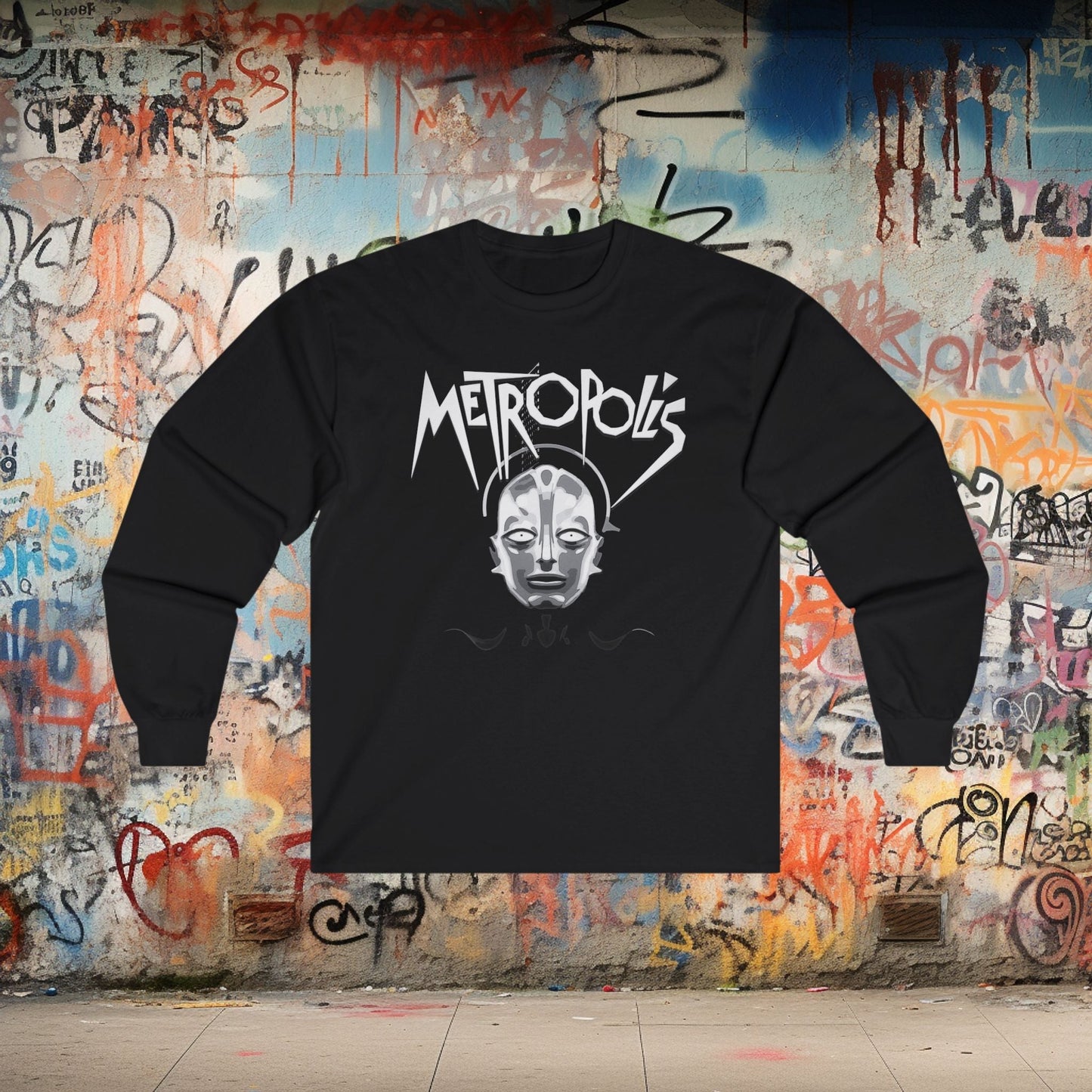 Long - sleeve - Metropolis Movie Long Sleeve Tee - Vintage Sci - Fi Shirt, Classic Film Merch, Unisex Retro Movie Apparel, 1927 Cinema Gift from Crypto Zoo Tees