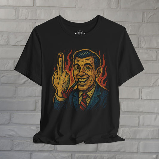 T-Shirt - Middle Finger T-Shirt Funny 50s Man With Pipe Tee Lowbrow Art Graphic Shirt Black Tee Retro Humor Style Gift For Sarcastic Guy from Crypto Zoo Tees