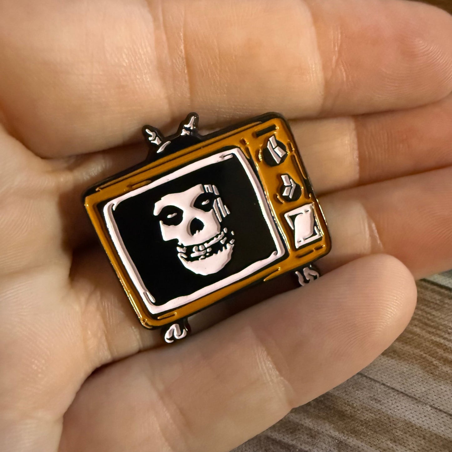  - Misfits TV Skull Pin | Pinback Button | Skulls & Skeletons, Music, Retro & Vintage | Punk, Goth/Gothic from Crypto Zoo Tees
