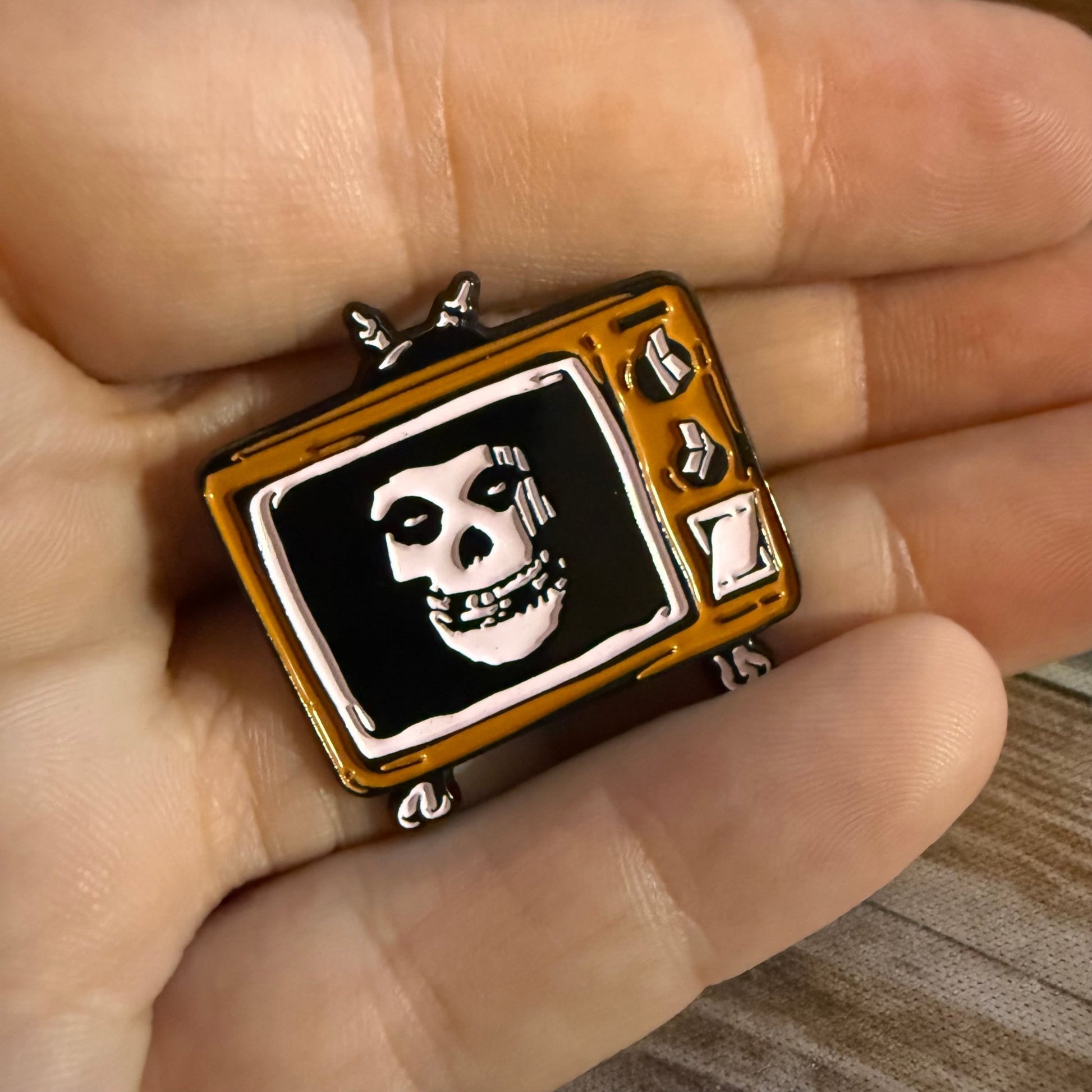  - Misfits TV Skull Pin | Pinback Button | Skulls & Skeletons, Music, Retro & Vintage | Punk, Goth/Gothic from Crypto Zoo Tees